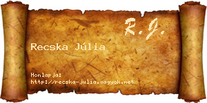 Recska Júlia névjegykártya
