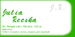 julia recska business card